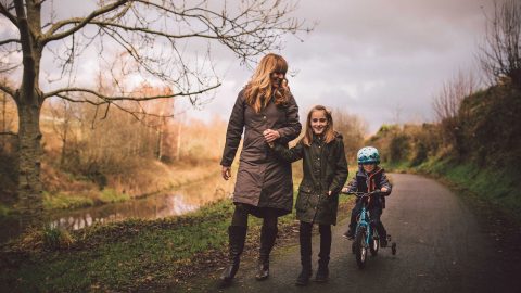 Family Walking at Lagan Valley Regional Park