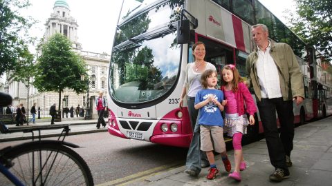 Family using Translink Metro Bus