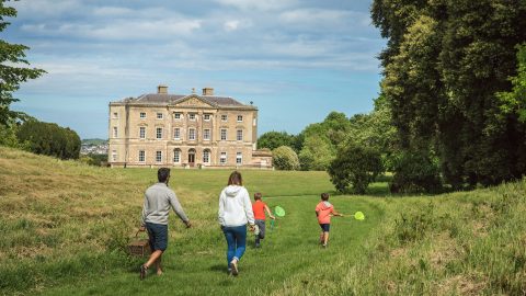 Family walking towards Castle Ward