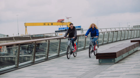 Maritime Mile Couple on Bikes