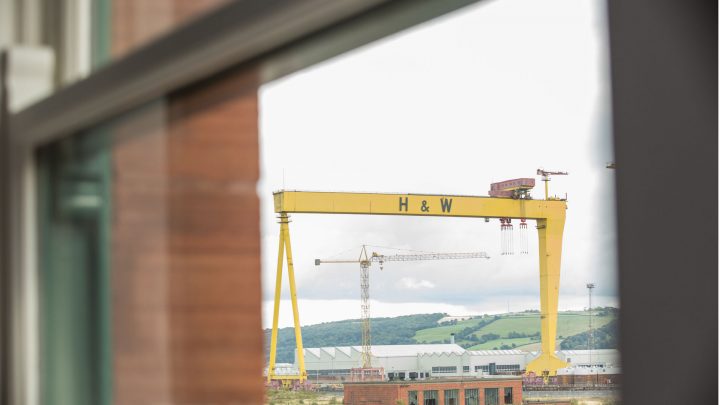 View of Harland and Wolff Crane from Titanic Hotel Bedroom