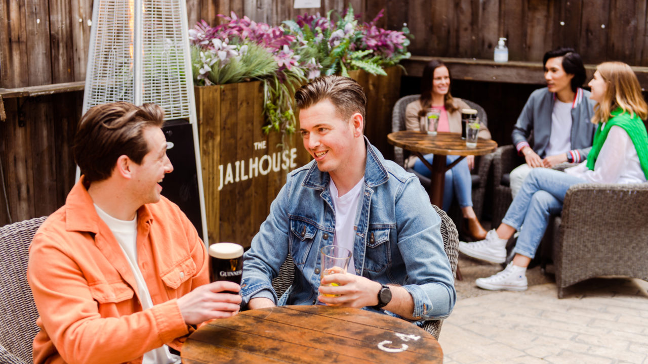 Back to Belfast Spring 2021 Jailhouse Beer Garden Couple and Friends